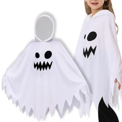 Zdjęcie produktu dla Strój przebranie duch peleryna ducha dla dziecka Halloween karnawał 75cm kaptur uniwersalny biały
