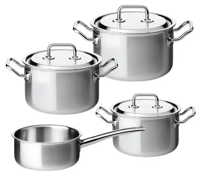 4-teiliges Topfset Edelstahl 18/10, 5-lagig, Induktion