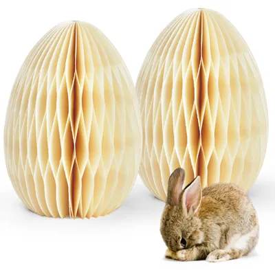 Image de Décoration de Pâques Œufs de Pâques à poser blancs Set de 2 figurines de décoration