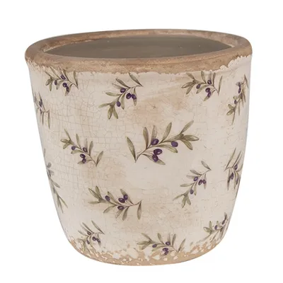 Produktbild von Clayre & Eef Blumentopf Ø 13x12 cm Beige Blau Keramik Oliven