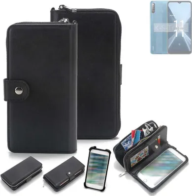 Produktbild von K-S-Trade 2in1 Handyhülle Schutzhülle kompatibel mit Lava X2  & Portemonnee Cover Handy Hülle Case Etui Geldbörse Wallet Bookstyle Hülle schwarz
