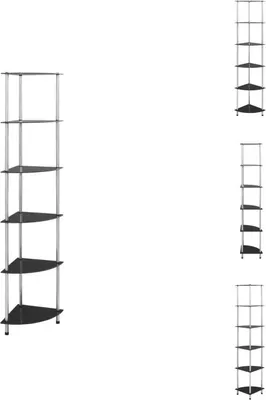 Obrázek produktu pro vidaXL Regál se 6 policemi černý 30x30x160 cm tvrzené sklo - Knihovny a regály