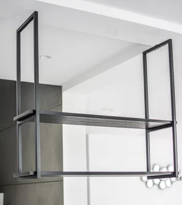 Produktbild von Hängeregal 100 cm Deckenregal Wandregal Küchendeckenregal schwarzes Loft Moderne Hängeregal Decke aus Metall – Küchenregal Industrie-Design 100x90cm