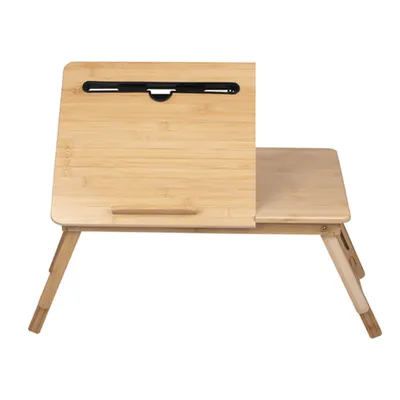 Produktbild von Laptoptisch Verstellbar Bettisch für Laptop - Laptop Ständer Bett - 21,5 x 27,5 CM - Betttisch Klappbar - mit Getränkehalter und Tablet-Steckplatz – Bambusholz