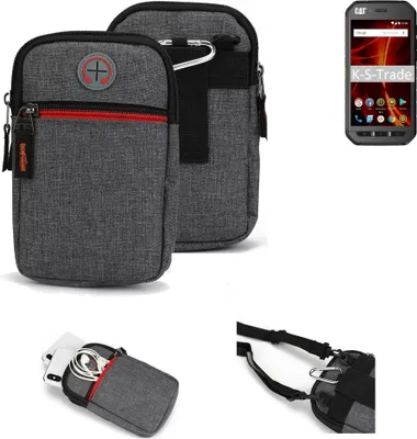 Produktbild von K-S-Trade Holster Gürtel Tasche kompatibel mit Caterpillar Cat S41 Single-SIM Handy Tasche Schutz Hülle grau Zusatzfächer 1x