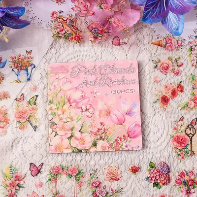 30 Blatt Rosengarten Sticker, Vintage Blumen für Scrapbooking
