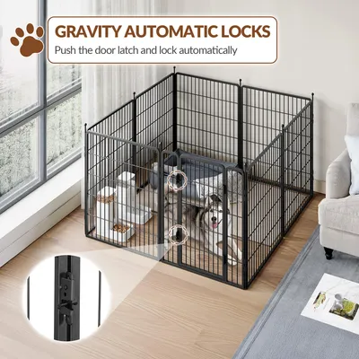 Image de Barrière pour chien, noire, en métal, pliable, pour intérieur et extérieur