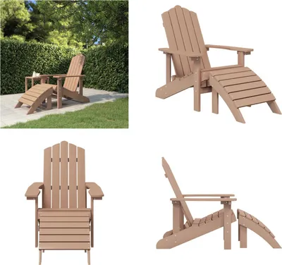 Zdjęcie produktu dla vidaXL Fotel ogrodowy Adirondack z podnóżkiem HDPE brązowy - Fotel ogrodowy - Krzesła ogrodowe - Fotel ogrodowy na zewnątrz - Fotel ogrodowy