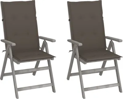 Produktbild von Verstellbare Gartenstühle 2 Stk. mit Auflagen Massivholz Akazie