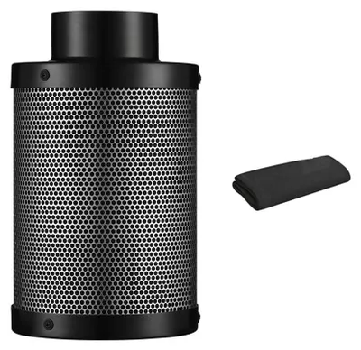 A product shot of a carbon filter and a separate piece of activated carbon fabric.