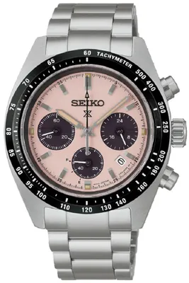 Produktbild von Herrenuhr, Solar-Chronograph Edelstahl - Rosa Zifferblatt - Seiko Modell: SSC963P1