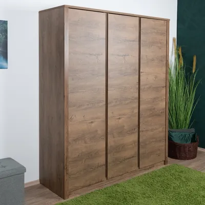 Produktbild von Drehtürenschrank / Kleiderschrank Selun 18, Farbe: Eiche Dunkelbraun - 197 x 166 x 53 cm (H x B x T)