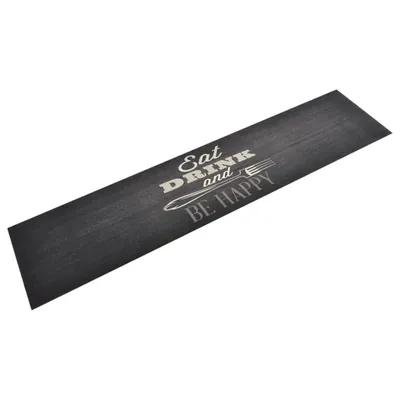 Image de vidaXL Tapis de cuisine Lavable Cuisine Noir 60x300 cm Velours
