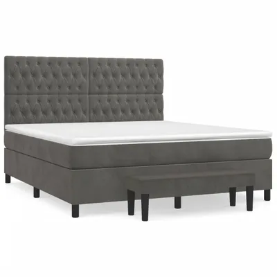 Zdjęcie produktu dla vidaXL Łóżko sprężynowe z materacem ciemnoszare 180x200 cm aksamitne