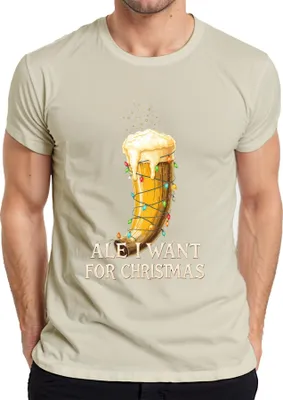 Produktbild von Ale I Want For Christmas Wikinger Trinkhorn Bier Geschenk lustig Herren T-Shirt, Natur, M