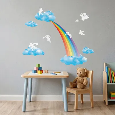 Produktbild von Regenbogen- und Engel-Wandaufkleber
