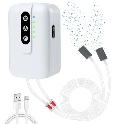 Produktbild von Aquarium-Luftpumpe - Leise Luftpumpe - 2 Einstellbare Luftauslässe - 2 W - Leistungsstarke Sauerstoffpumpe - Für Aquarien und Angeln