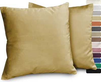 Produktbild von Beautex Samt Premium Kissenhüllen 2er Set, Kissenbezug für Sofa- und Dekokissen,Gold,40x40cm
