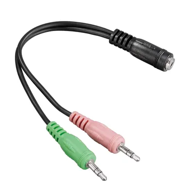 Produktbild von Hama Jack Adapter, 4 Pins, 3,5 mm Klinkenbuchse bis 2x 3,5 mm Klinkenstecker