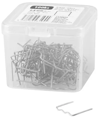 Produktbild von Klammer Strend Pro, für Kunststoffschweißpistole, flache Welle, 0,8 mm, Packung 100 Stk.