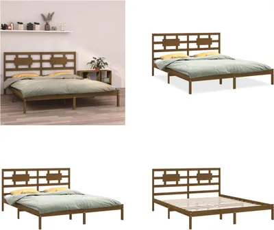Produktbild von vidaXL Massivholzbett Honigbraun 200x200 cm - Bettrahmen - Bettgestell - Bett - Massivholzbett