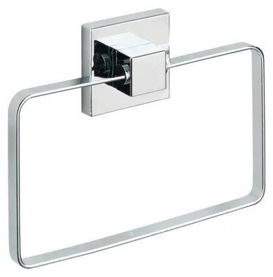 Image de WENKO Porte-serviettes QUADRO sans percer barre en inox anneau mur salle de bain WC invités