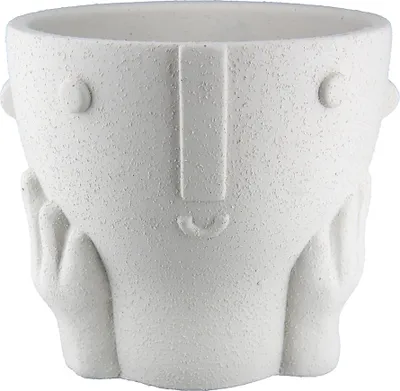Immagine prodotto di Gilde Übertopf, "Friends", Gesichtsmotiv, Keramik, grau, weiß, H. 13 cm, D. 14 cm 32578 4063387325780 2 Stück (2-fach sortiert)