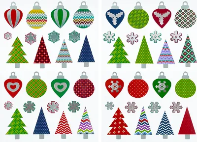 Produktbild von Oblique Unique Weihnachts Sticker Kugel Baum Schneeflocke Aufkleber zum Verzieren Scrapbooking Basteln für Advent Weihnachten