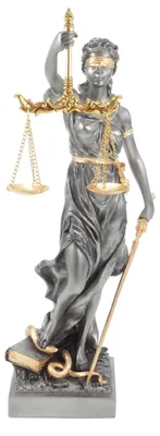 Justitia-Figur, gold/silber, Polyresin, 33 cm, Gerechtigkeitsskulptur