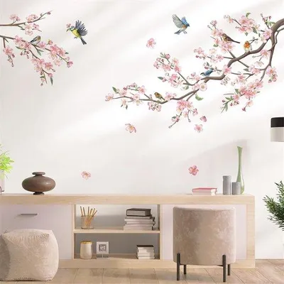 Produktbild von Famanu Wandsticker Blumen mit Zweigen - Rosa Blüten