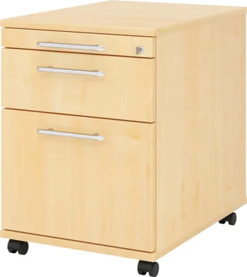 Produktbild von bümö office Rollcontainer - mit Hängeregistratur - Nachbildung Ahorn, Griff: Relinggriff (Kunststoff)