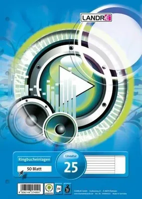 Immagine prodotto di LANDRÉ® 100050486 LANDRÉ® Ringbucheinlagen A4 liniert, 50 Blätter
