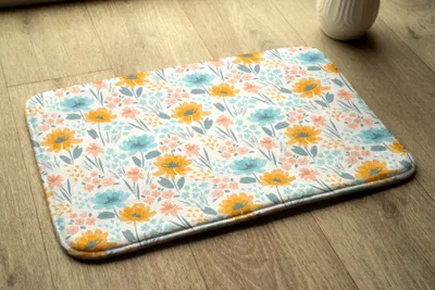 Produktbild von Badteppich Saugfähige - Badezimmer Teppich - Rutschfester Badvorleger Badematte - 75x45 cm - Florales Muster