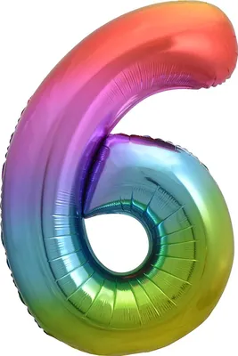 Produktbild von Folienballon Zahl 6, Regenbogen, 85 cm