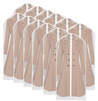 Image de Sacs à vêtements à suspendre 60 x 140 cm (12 pièces) avec fermeture à glissière, sacs à vêtements en PEVA, sacs à vêtements, sacs à vêtements pour le rangement et le transport des vêtements, sacs à vêtements pour manteaux