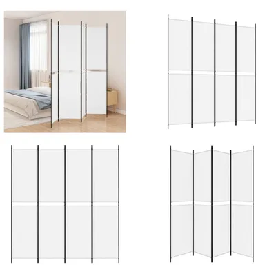 Image de vidaXL 4 pcs. Paravent Blanc 200x220 cm Tissu - Séparation de pièce - Paravent - Séparateur de pièce - Cloison