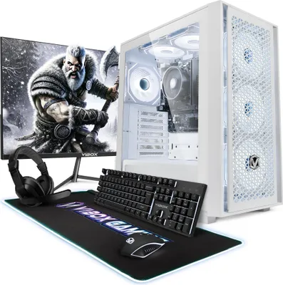 Produktbild von Vibox I-12 Gaming PC Set Komplett - Monitor 22 Zoll - AMD Ryzen 3 3200G 4,0 GHz - Radeon Vega 8 - 16 GB RAM - 500 GB SSD - Windows 11 - WiFi 6 + Bluetooth 5.4