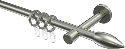 Produktbild von Interdeco Gardinenstange / Vorhangstange Edelstahl-Optik, Typ Sinux Poveda (Flamme), 16 mm Ø 1-läufig, 200 cm