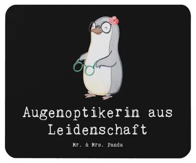 Produktbild von Mr. & Mrs. Panda Mouse Pad Augenoptikerin Leidenschaft - Schwarz - Geschenk, Eröffnung, Brillengeschäft, Mauspad, Lustig, Witzig, Spruch, laptop, mousematte, Optikerin