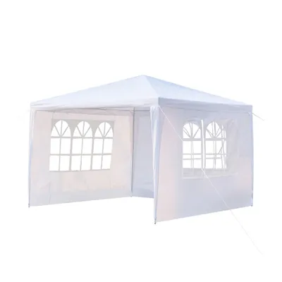 Produktbild von Pavillon mit Spiralrohren Dreiseitiges Wasserdichtes Zelt Partyzelt Festzelt Gartenzelt Gartenpavillon für Camping Garten 3x3m Weiß