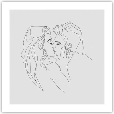 Produktbild von Poster - Poster ohne Rahmen - Kuss Paar Skizze - 50x50 cm - Wand Bild - Wanddeko - Wandbilder - Kunstposter - Wandposter - Bilder - Kunstdruck - Wanddekoration - Wandbild - P2XAC50x50-4434