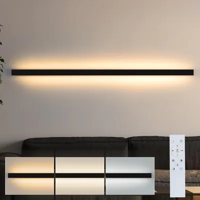 Produktbild von ZMH led Wandleuchte 15W Dimmbar mit Fernbedienung 100CM Wandlampe innen Wandleuchten Flur Up Down Wandbeleuchtung für Wohnzimmer Treppenhaus Schwarz