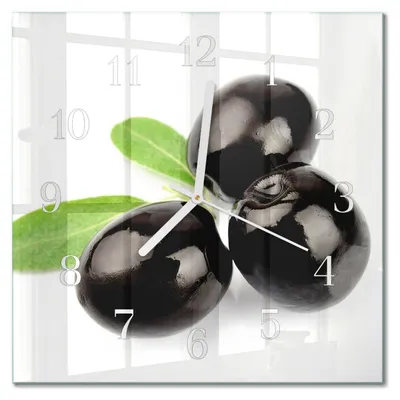 Produktbild von Tulup Glasuhr Wanduhr Küchenuhr Echt-Glas 30x30 cm Modern Dekorativ Geräuschlos Weiße Zeiger - Oliven