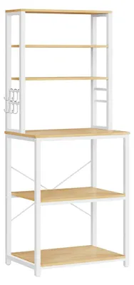 Productafbeelding van Keukenplank eikenhout, wit – Planken voor taarten – Opslagplanken – Staal – 40 x 60 x 167 cm