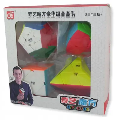 Produktbild von QiYi 4in1 Stickerless Zauberwürfel-Set Geduldspiel Hochwertig