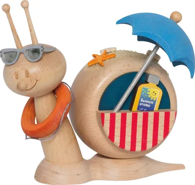 Produktbild von Drechslerei Kuhnert - Räucherfigur Sunny Strandschnecke - Größe ca. 16cm, für Räucherkerzen Größe M (Standard) - 37113