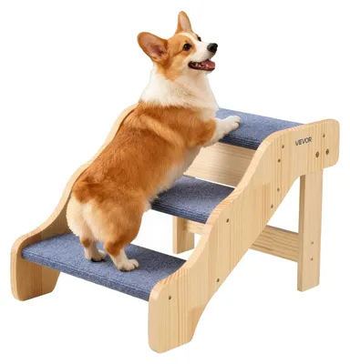 Produktbild von VEVOR Hundetreppe 580x430x380 mm, 3-stufige Hautiertreppe, Holztreppe geeignet f