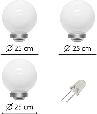 Produktbild von Dalux® Solar-Kugel-Dekoleuchte OLA Garten 3er Set : 25cm + 25cm + 25cm