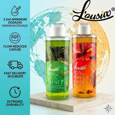 Obrázok produktu pre Propagačná sada L’ousia Autumn Comfort 400 g + 200 g – Hibiscus & Honey, Green Forest, koncentrovaná aviváž s dlhotrvajúcou vôňou, až na 240 praní