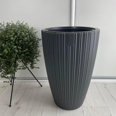 Produktbild von Mika Slim 30 cm runder Blumentopf mit Einsatz | Anthrazit